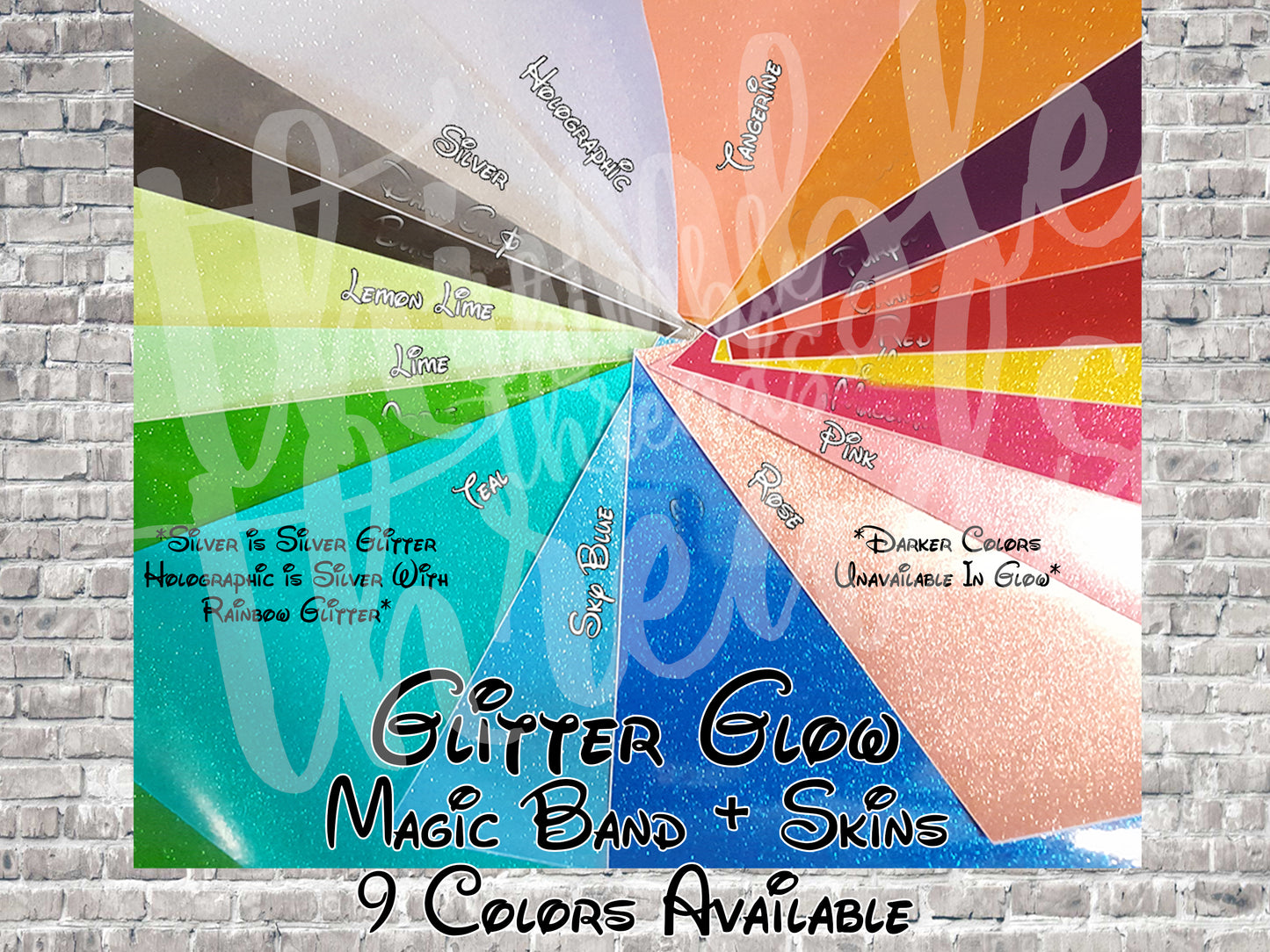 Glitter Glow In The Dark Magic Band + Decal Skin 3 Piece Wrap
