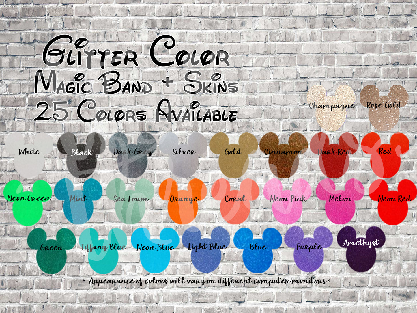 Glitter Magic Band + Decal Skin Bow ONLY