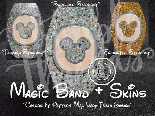 Stardust Super Sparkle No Flake Glitter Magic Band + Decal Skin 3 Piece Wrap