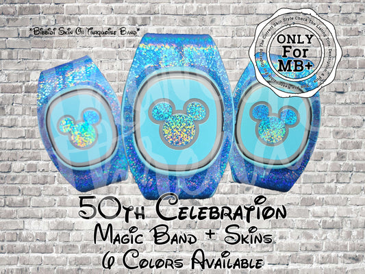 50th Celebration Shining Stars Magic Band + Decal Skin 3 Piece Wrap