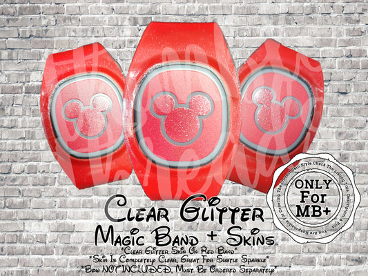 Clear Glitter Magic Band + Decal Skin 3 Piece Wrap