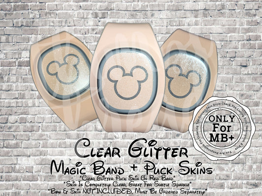 Clear Glitter Magic Band + Decal Skin Puck ONLY