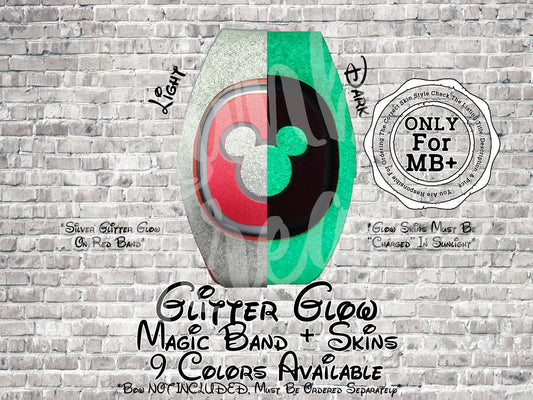 Glitter Glow In The Dark Magic Band + Decal Skin 3 Piece Wrap