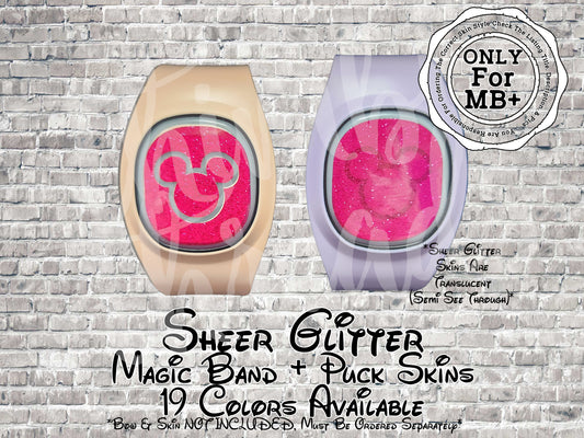 Sheer Glitter Magic Band + Decal Skin Puck ONLY