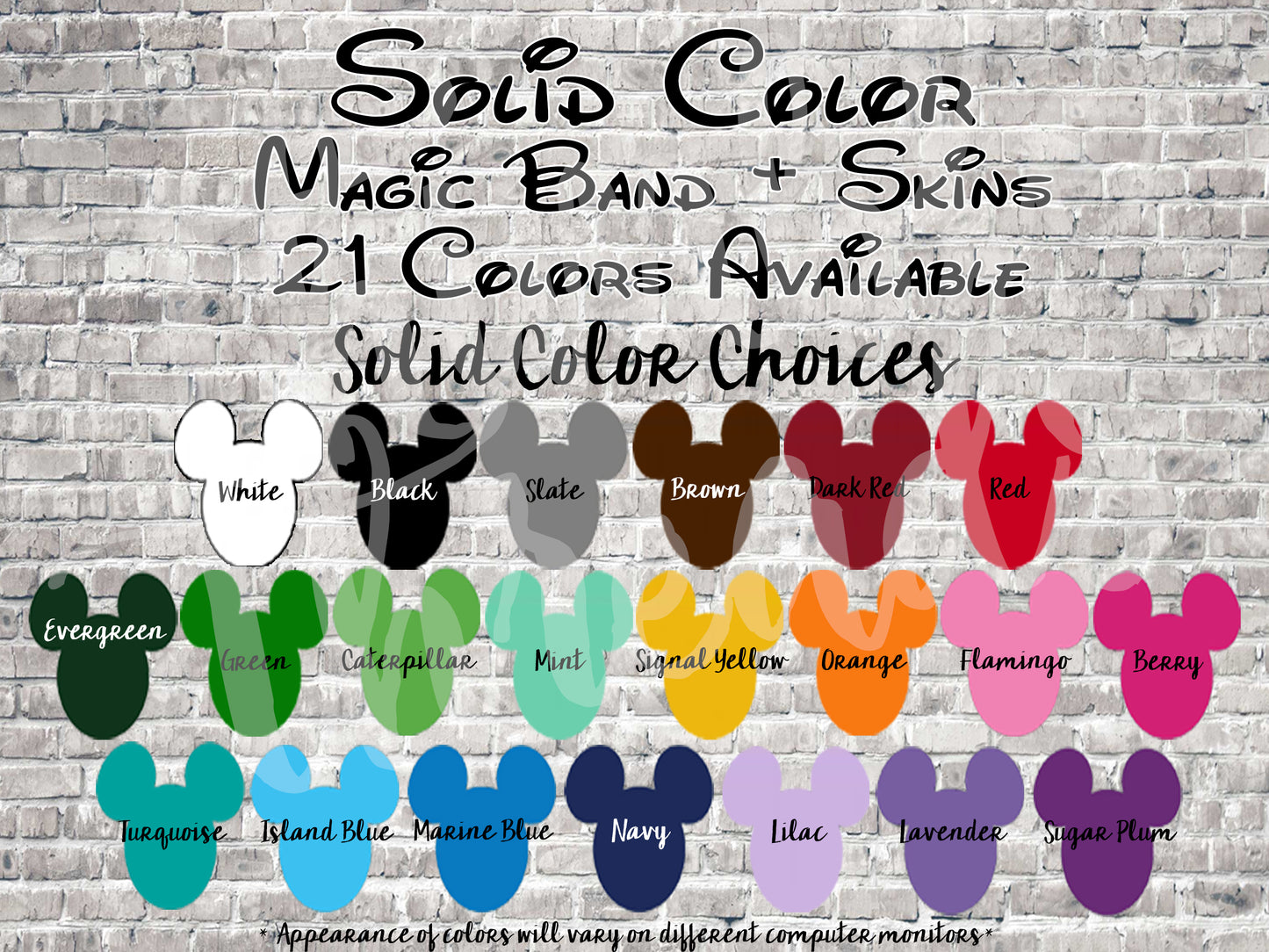 Solid Color Magic Band + Decal Skin 3 Piece Wrap