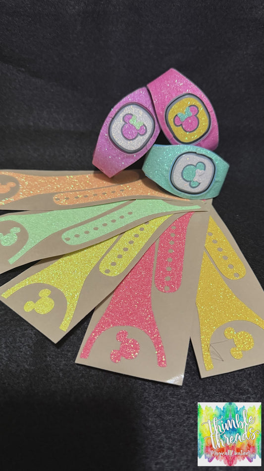 Glow Glitter Super Sparkle No Flake Glitter Magic Band + Decal Skin  Mouse Head ONLY