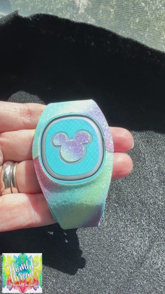 Cotton Candy Gradient Super Sparkle No Flake Glitter Magic Band + Decal Skin 3 Piece Wrap